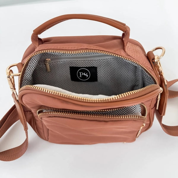 Nylon Dual Zip Crossbody Bag