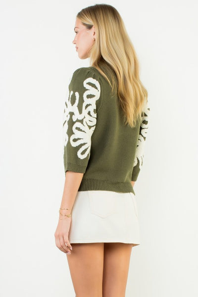 Embroidered Detail Sleeve Sweater