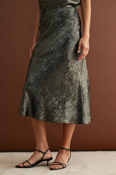 Metallic Midi Skirt