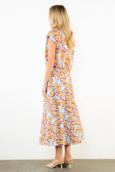 Pleated Print Bubble Hem Top