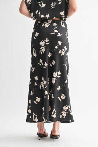 Contrast Flower Maxi Skirt