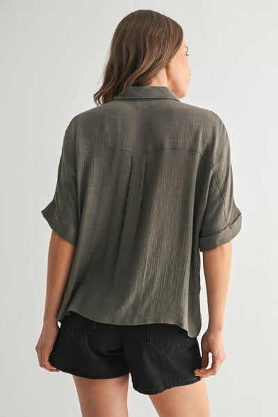 Drop Sleeve Button Up Shirt