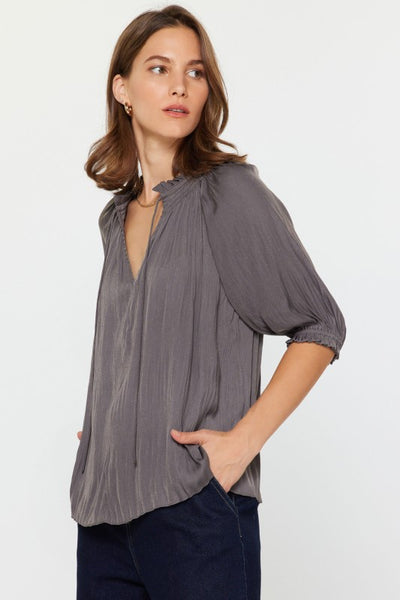 Pleated Stripe Blouse - More Colors