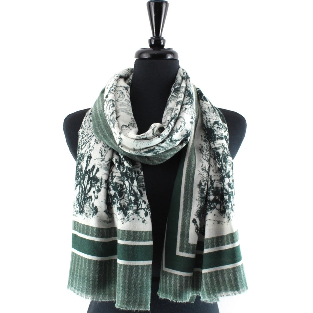 Border Print Contrast Scarf