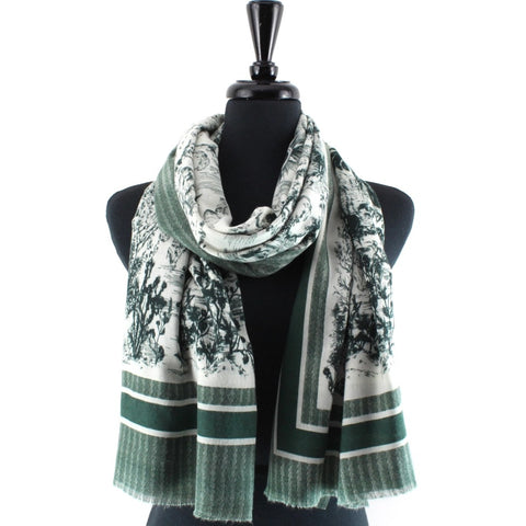 Border Print Contrast Scarf