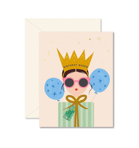 Brunette Birthday Queen Greeting Card