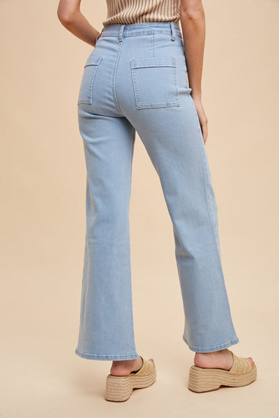 Patch Pocket Wide Leg Jeans