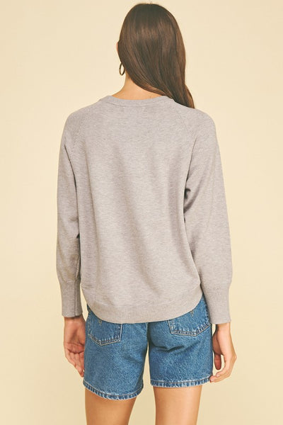 Ribbed Hem Raglan Sleeve Sweater