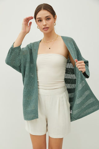Textured Stripe Knit Cardigan