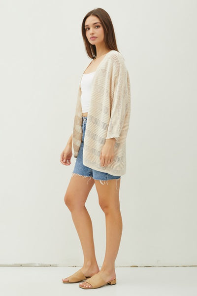 Textured Stripe Knit Cardigan - 2 Colors