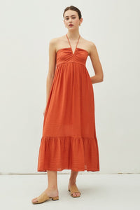 Halter Crepe Maxi Dress