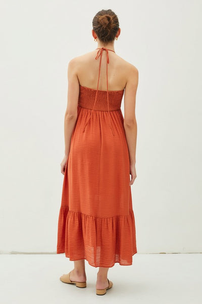 Halter Crepe Maxi Dress