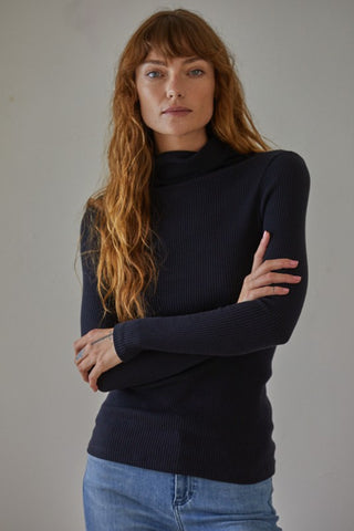 Ribbed Turtleneck Top