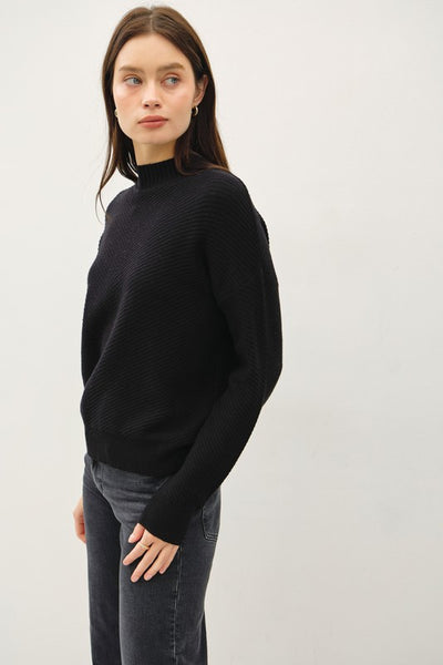 Ribbed V Mockneck Sweater