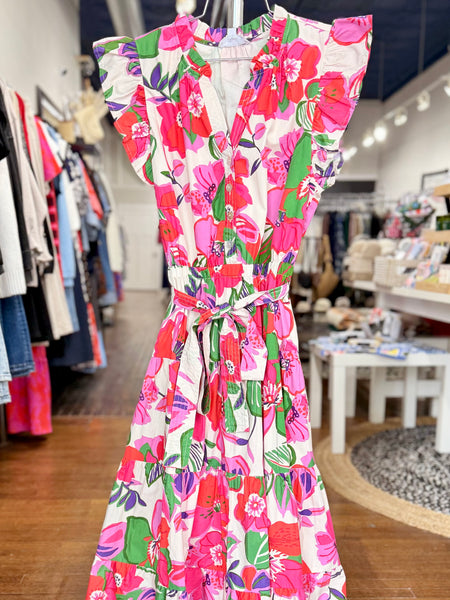 Punch Floral Midi Dress