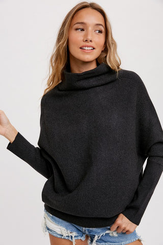 Slouchy Ribbed Tunic Sweater - More Colors