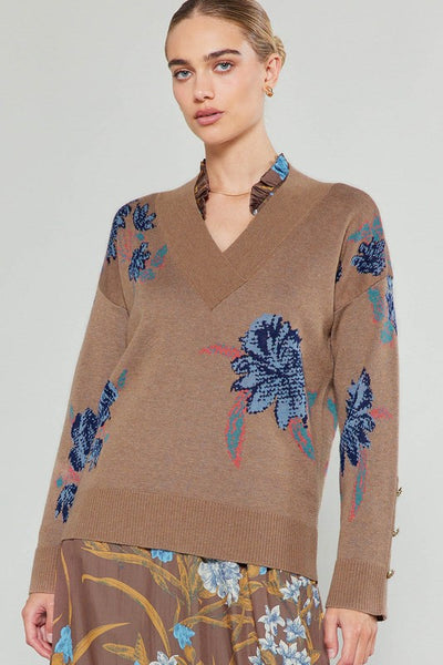 Harvest Floral V-Neck Sweater