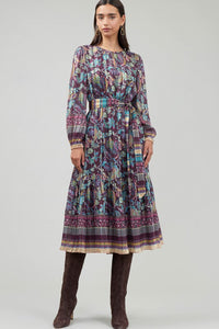 Paisley Border Print Belted Dress