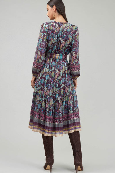 Paisley Border Print Belted Dress