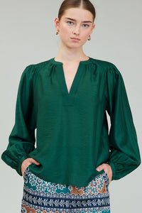 Pleated Shoulder V-Neck Top