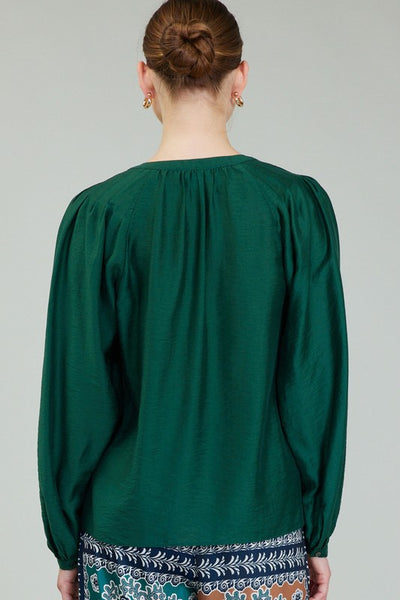 Pleated Shoulder V-Neck Top