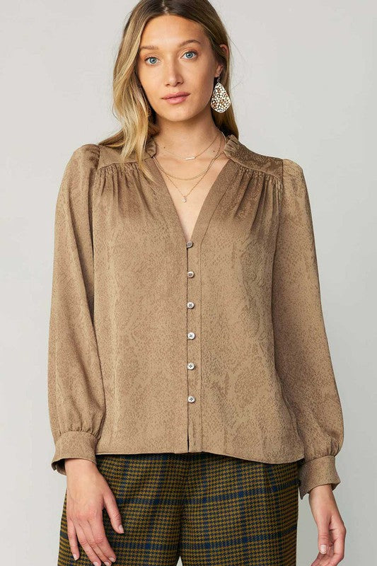 Jacquard Animal Button Blouse