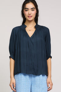 Pleated Stripe Blouse