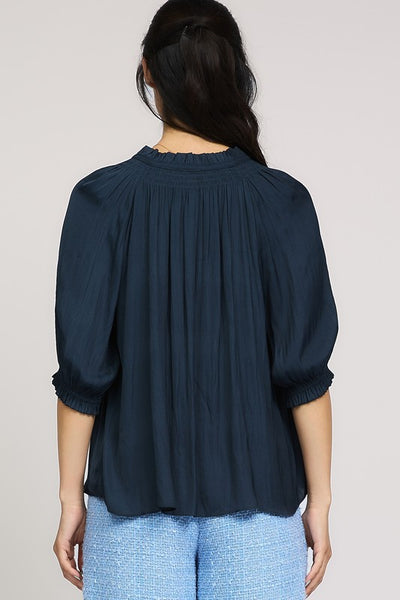 Pleated Stripe Blouse