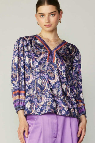 Border Print Paisley Blouse