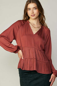 Pleated Tiered Blouse
