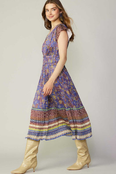 Indigo Floral Border Print Dress