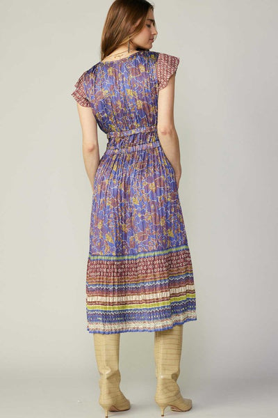Indigo Floral Border Print Dress