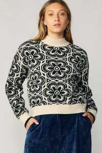 Floral Jacquard Contrast Sweater - FINAL SALE