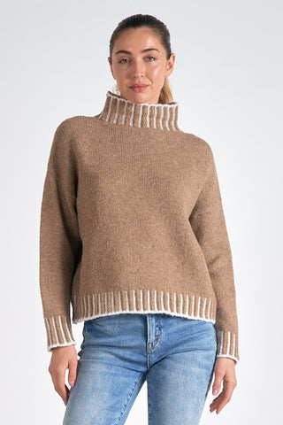 Stitch Detail Mockneck Sweater - 2 Colors