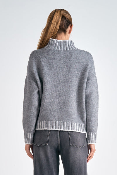 Stitch Detail Mockneck Sweater - 2 Colors