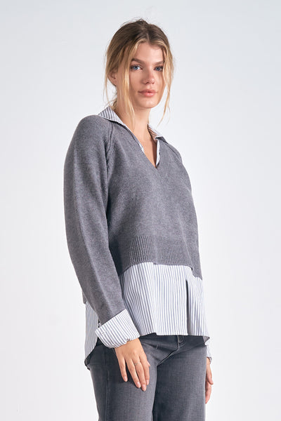 Layered Collared Sweater - More Colors