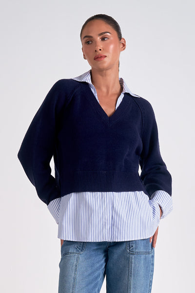 Layered Collared Sweater - More Colors