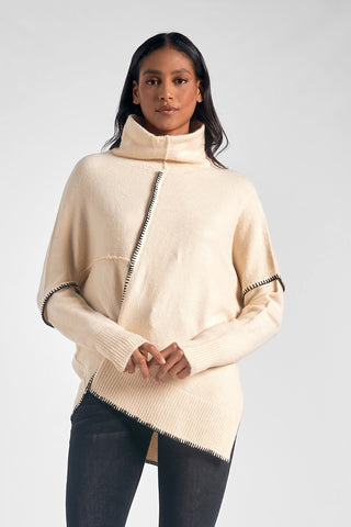 Asymmetric Contrast Stitch Sweater