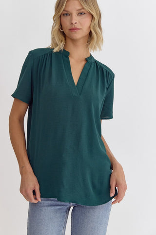 Placket V-Neck Top