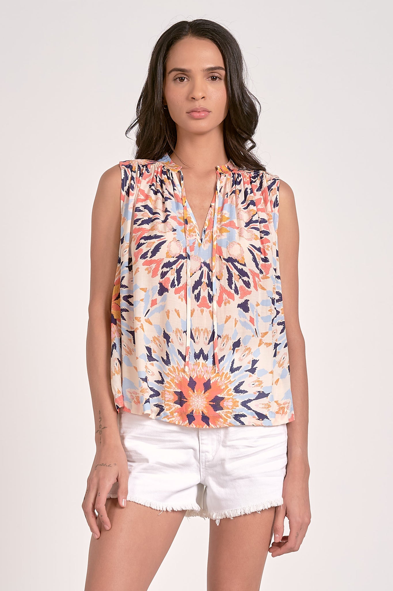 Kaleidoscope Shirred Tank