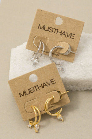Gold Dipped Two Row Charm Earrings