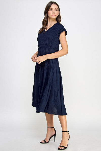 Crinkle Cap Sleeve Midi Dress