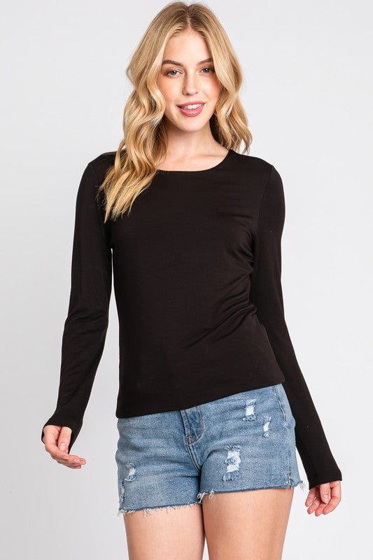 Long Sleeve Crewneck Top - 2 Colors