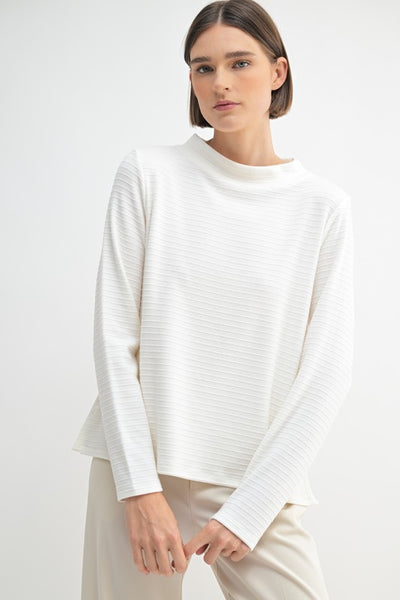 Stripe Textured Mockneck Top