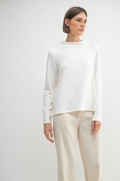 Stripe Textured Mockneck Top