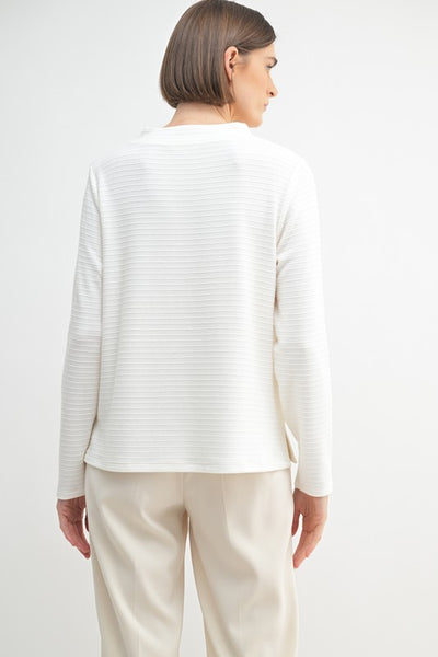 Stripe Textured Mockneck Top