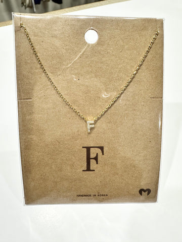 F Rhinestone Initial Necklace