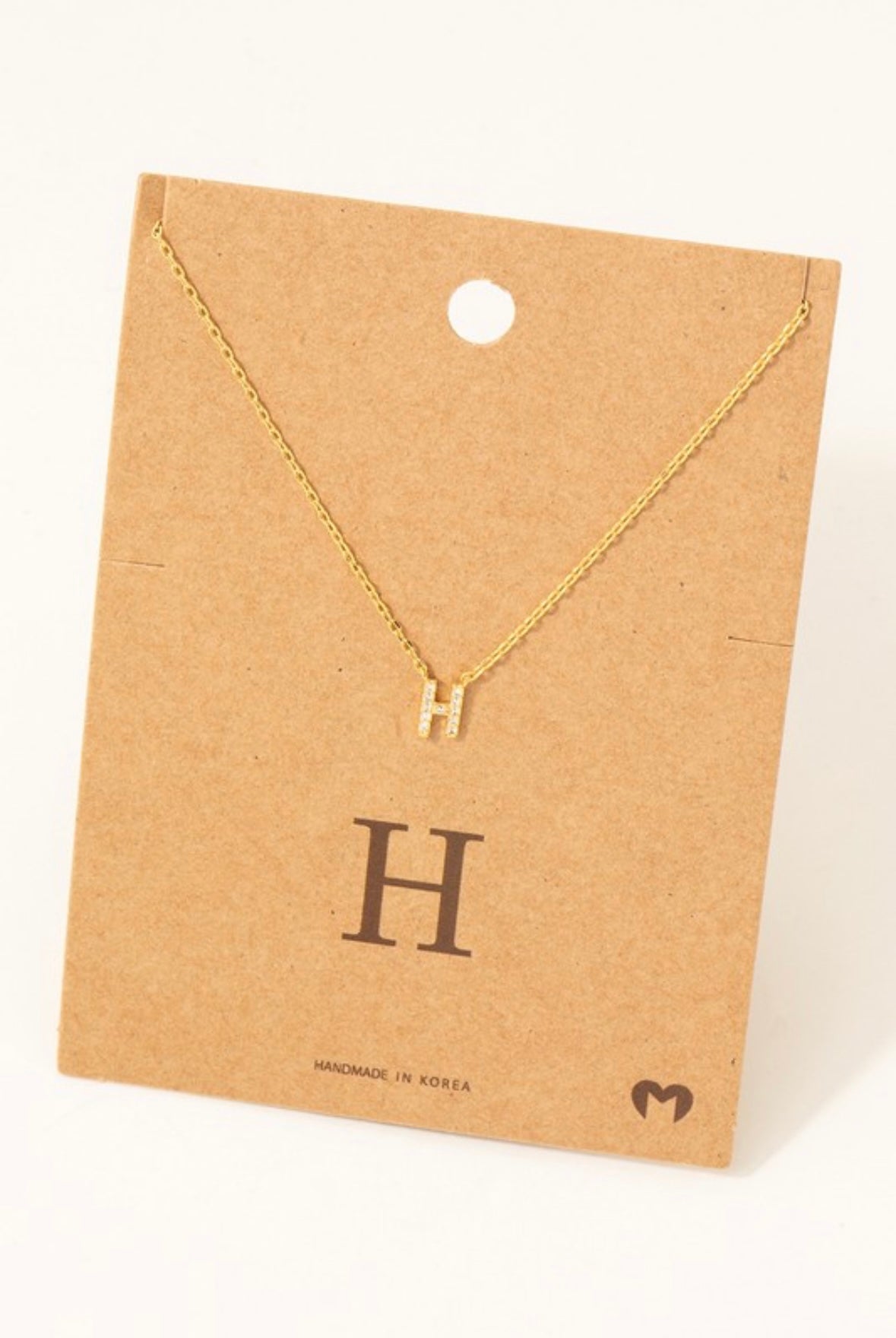 H Rhinestone Initial Necklace