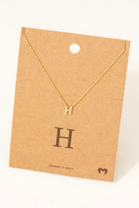 H Rhinestone Initial Necklace