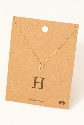 H Rhinestone Initial Necklace